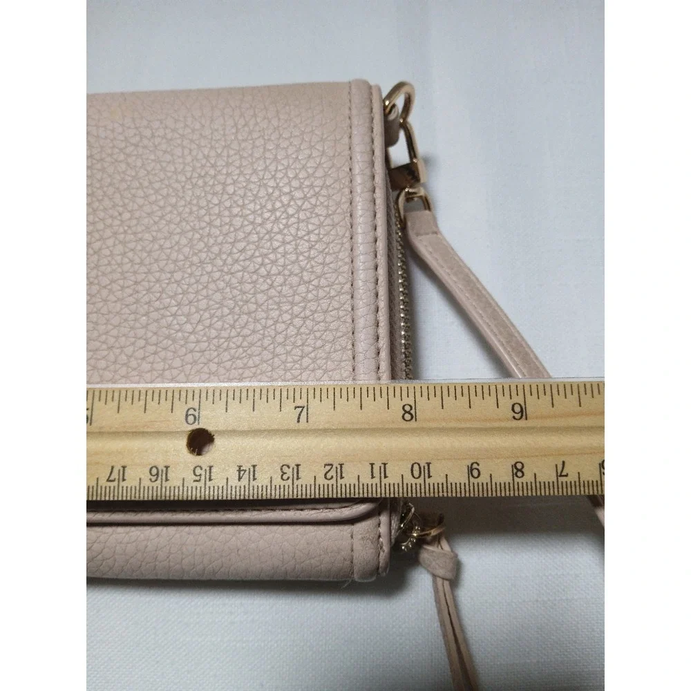 Tory Burch Thea Flat Wallet Crossbody Pebbled Leather Sweet Melon Bag